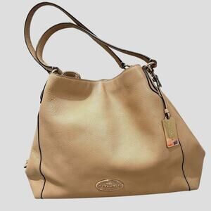 Coach Edie Pebbled Leather Shoulder Bag Tea Rose Stone